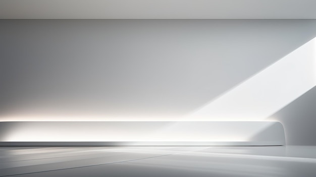 Beleuchtetes minimalistisches Präsentationsmodell mit weißen Tafeln, versteckter Beleuchtung und Schatten