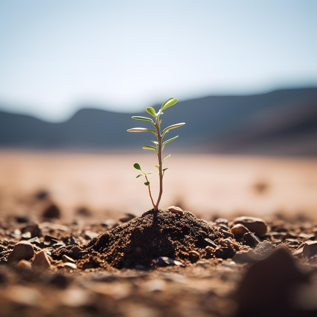 Beleza árida Planta solitária acrescentando esplendor ao deserto