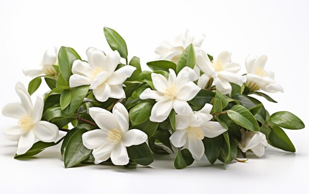 Beleza botânica em flor em fundo branco