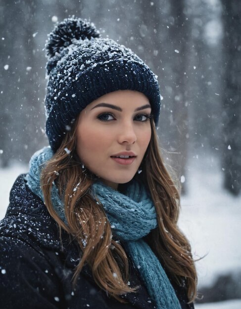 Beleza cativante em meio à neve que cai