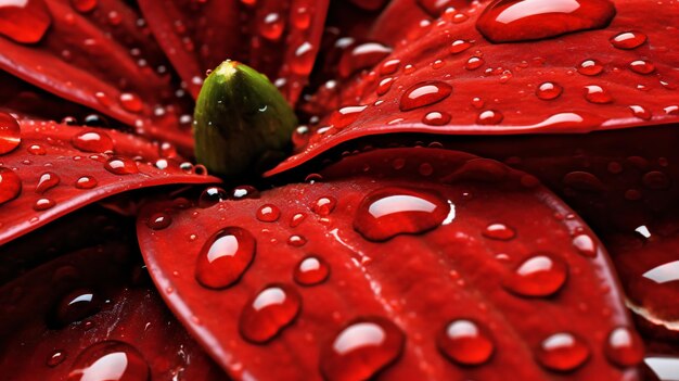 Beleza cativante Um close de uma flor vermelha brilhando com gotas de água GenerativeAI