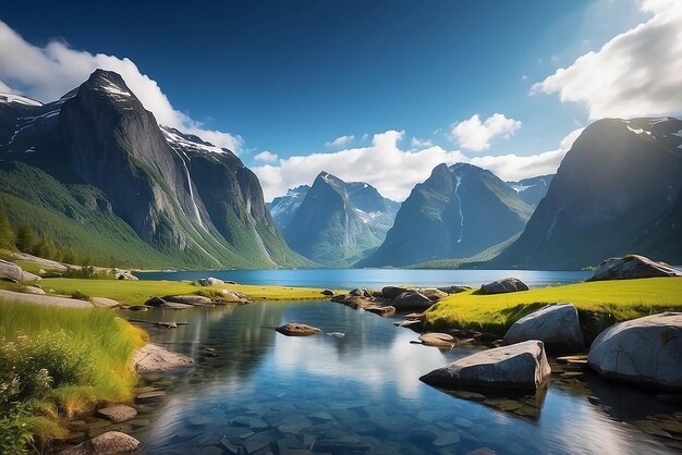 Foto beleza da natureza noruega paisagem natural