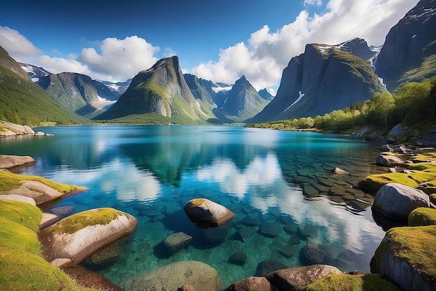 Foto beleza da natureza noruega paisagem natural