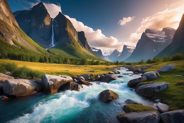 Foto beleza da natureza noruega paisagem natural