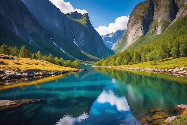 Foto beleza da natureza noruega paisagem natural