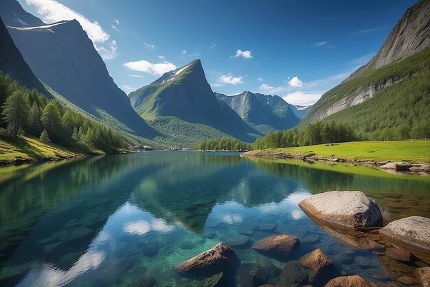 Foto beleza da natureza noruega paisagem natural