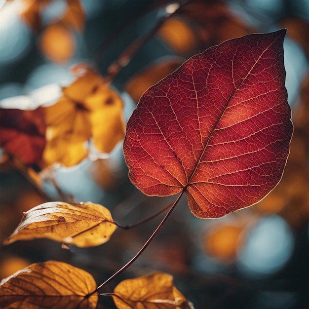 Beleza de outono abstrata em padrão de veia de folha multicolorida ai gerado