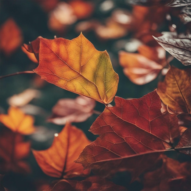 Beleza de outono abstrata em padrão de veia de folha multicolorida ai gerado
