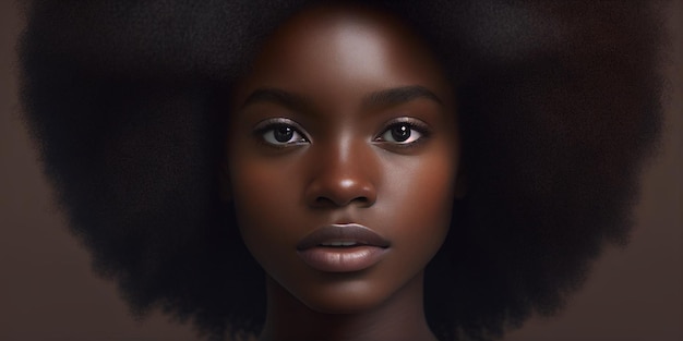 Beleza de pele negra cabelo afro Generative AI