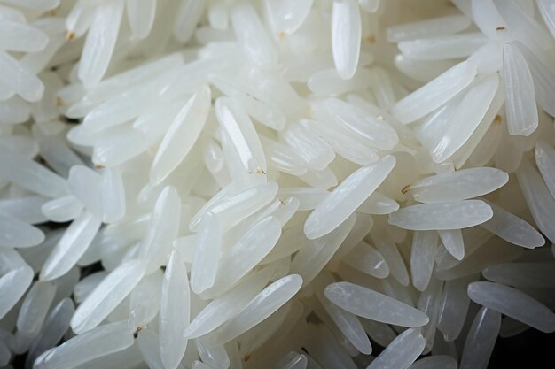 Foto beleza do arroz branco em close de grãos perfeitamente cozidos em detalhes