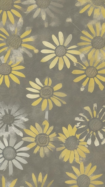 Beleza duradoura Design de textura grunge BlackEyed Susan com toques geométricos antigos