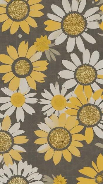 Beleza duradoura Design de textura grunge BlackEyed Susan com toques geométricos antigos