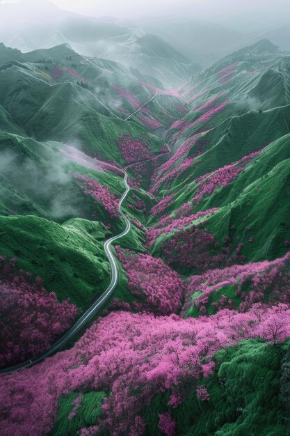 Beleza em flor árvores de cerejeira encantadoras em plena floração pintando a paisagem com vibrantes tons de rosa e branco criando uma impressionante exibição de elegância natural e charme da primavera