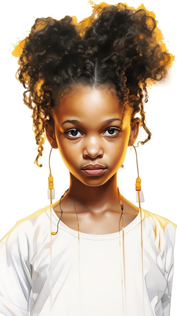 beleza jovem garota africana com fundo branco