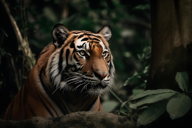 Beleza Majestosa Um Retrato de um Tigre na Selva