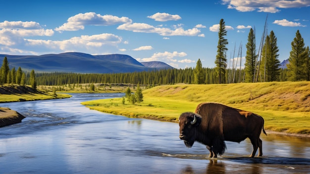 Beleza paisagística do Parque Nacional de Yellowstone majestoso