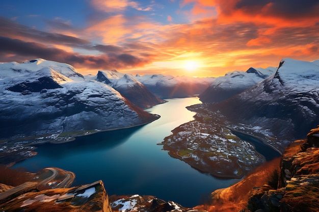 Beleza panorámica de Noruega fotografía del paisaje de Noruega