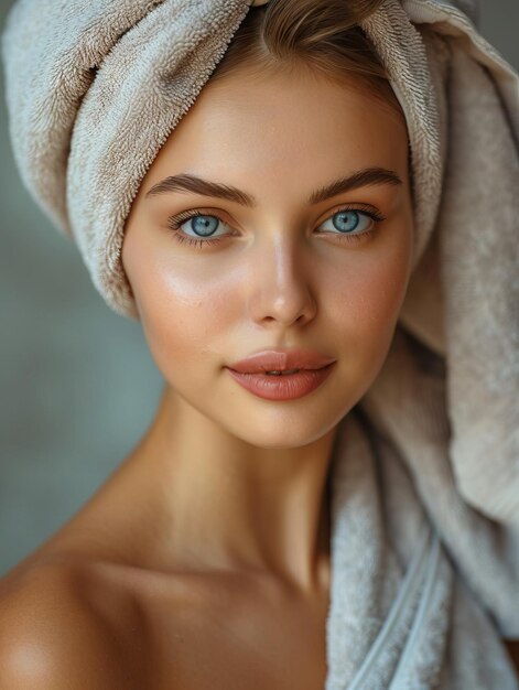 Beleza radiante com turbante de toalha