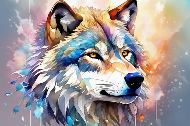 Beleza selvagem aquarela Wolf papel de parede em tons impressionantes