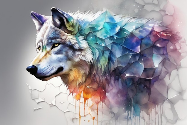 Beleza selvagem aquarela Wolf papel de parede em tons impressionantes