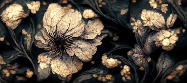 beleza Textura floral com fundo de cor escura, Generative Ai