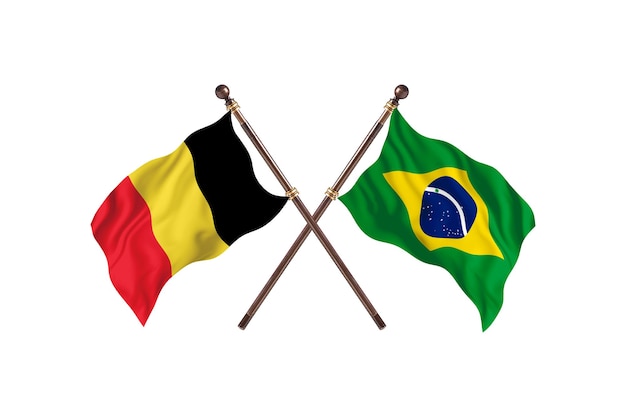 Bélgica frente a Brasil dos países banderas fondo