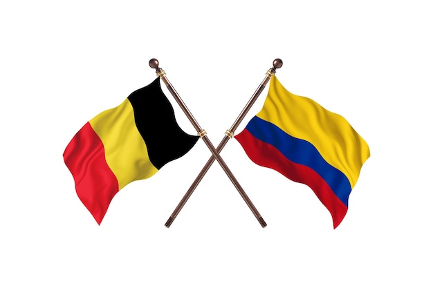 Bélgica frente a Colombia dos países banderas fondo
