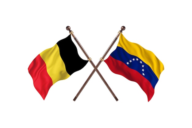 Bélgica frente a Venezuela dos países banderas fondo