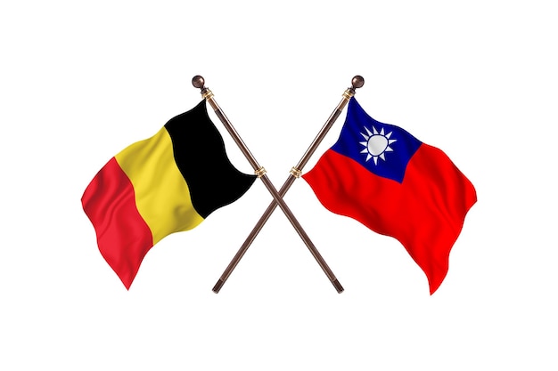 Bélgica versus Taiwan Fundo das bandeiras de dois países