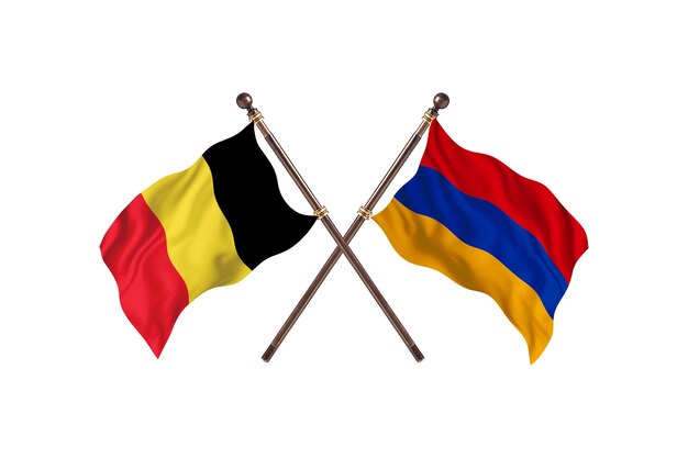 Belgien gegen Armenien zwei Länderflaggen Hintergrund