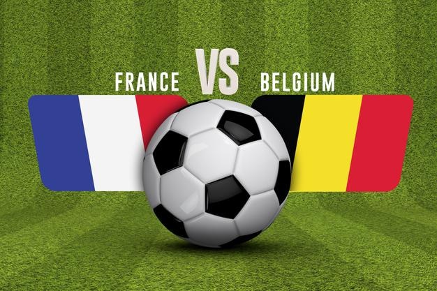 Belgien gegen Frankreich Fußball-Halbfinalspiel 3D-Rendering