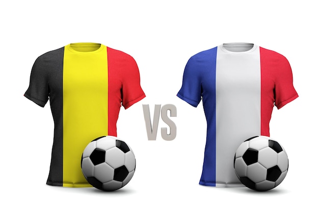 Belgien gegen Frankreich Fußball-Halbfinalspiel 3D-Rendering