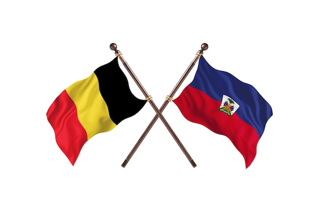 Belgien gegen Haiti zwei Länderflaggen Hintergrund