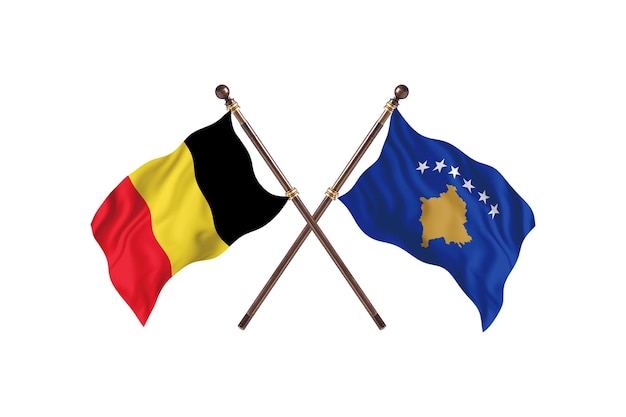 Belgien gegen Kosovo zwei Länder Flaggen Hintergrund