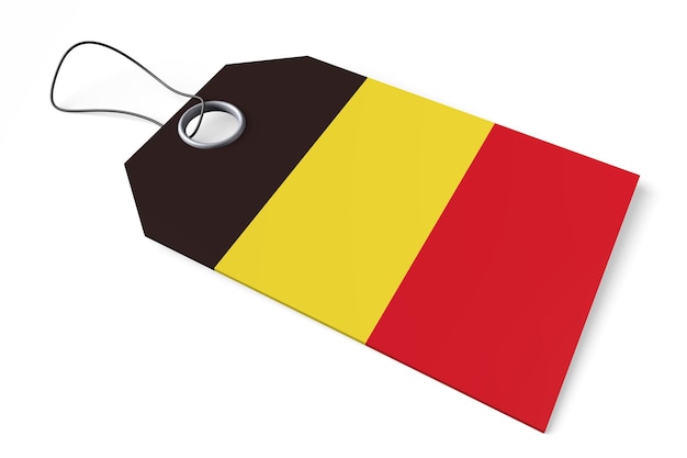 Foto belgien-preisschild mit einer 3d-darstellung der flagge