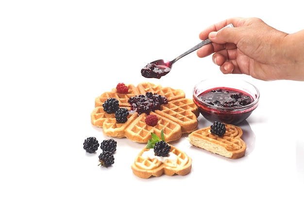 Belgien Waffeln mit frischen Beeren isoliert