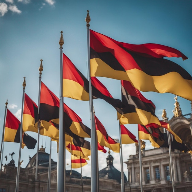 Belgische Flaggen vor dem Hintergrund des Königspalastes