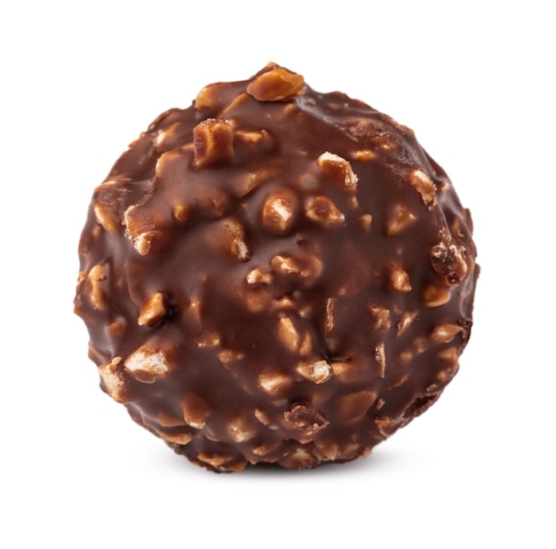 Belgische Schokoladensüßigkeit lokalisiert auf weißem Hintergrund
