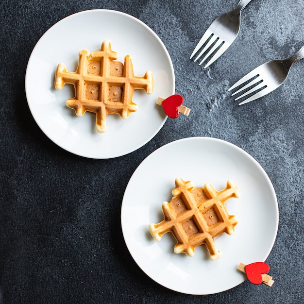 Belgisches Waffeldekorationsherzfrühstück