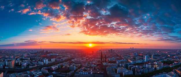 Foto belíssima vista panorâmica da cidade de berlim ao pôr-do-sol