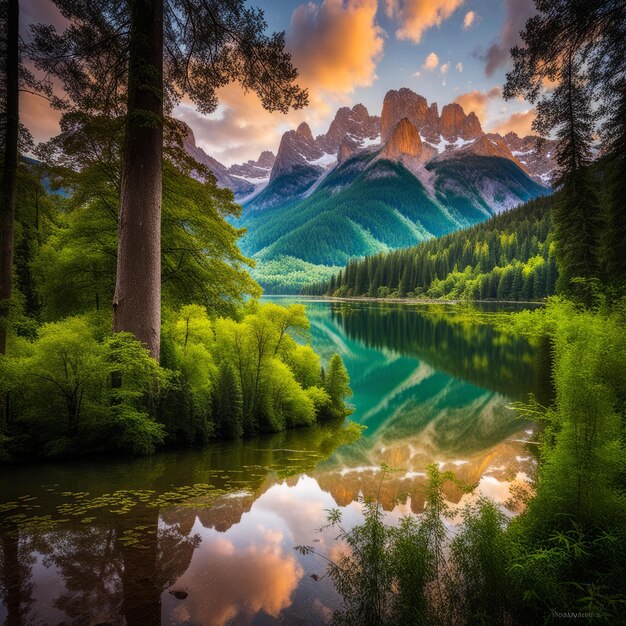 belíssimo lago nas montanhas belíssima lagoa nas montanhas bela paisagem com lago um