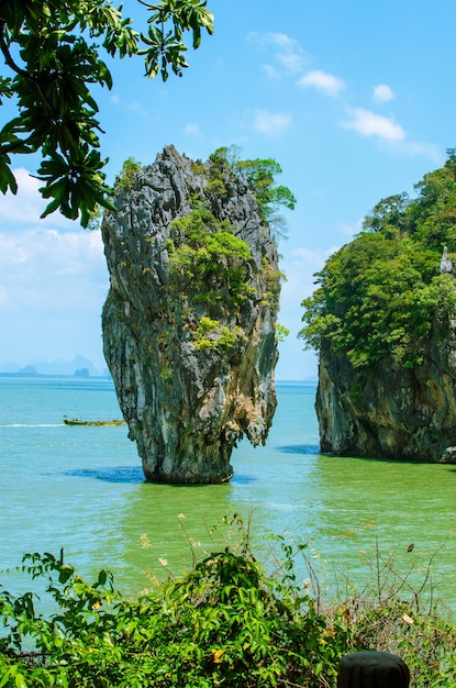 Belíssimo paraíso na ilha de James Bond Khao Phing Kan pedra Phuket Tailândia natureza Ásia fotografia de viagem tailandesa paisagem cênica exótica de destino turístico lugar famoso