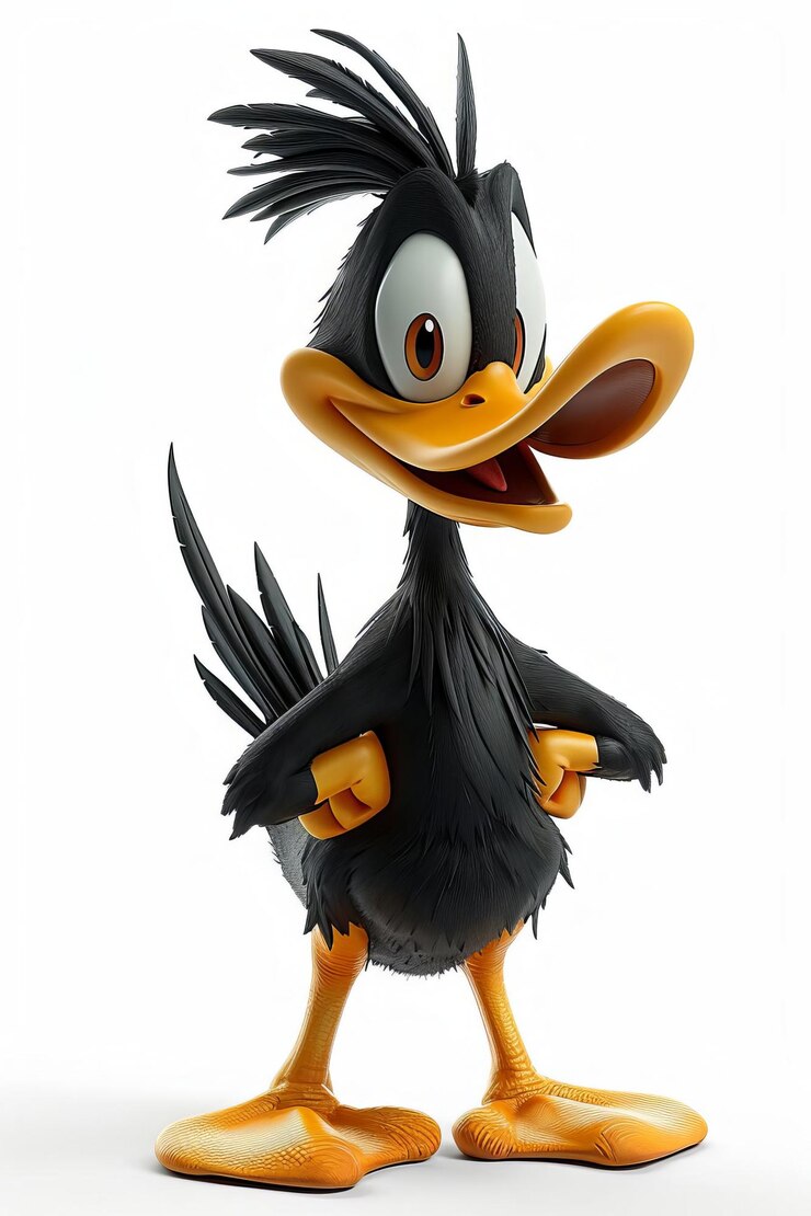 Foto belíssimo pato daffy isolado no cinza