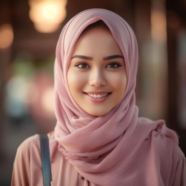 Belíssimo retrato de menina vestindo hijab vestido islâmico