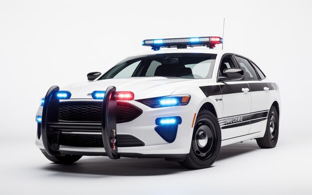 Foto belíssimo scanner portátil de carro de polícia isolado em fundo branco