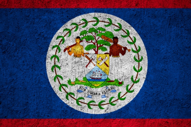 Belize-Flagge auf der Schmutzbetonmauer
