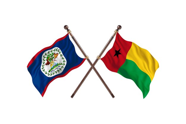 Belize gegen Guinea zwei Länder Flaggen Hintergrund