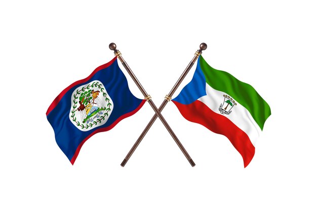 Belize gegen Äquatorialguinea Zwei Länderflaggen Hintergrund