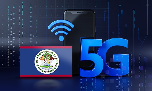 Belize pronto para o conceito de conexão 5G. Fundo de tecnologia de smartphone de renderização 3D