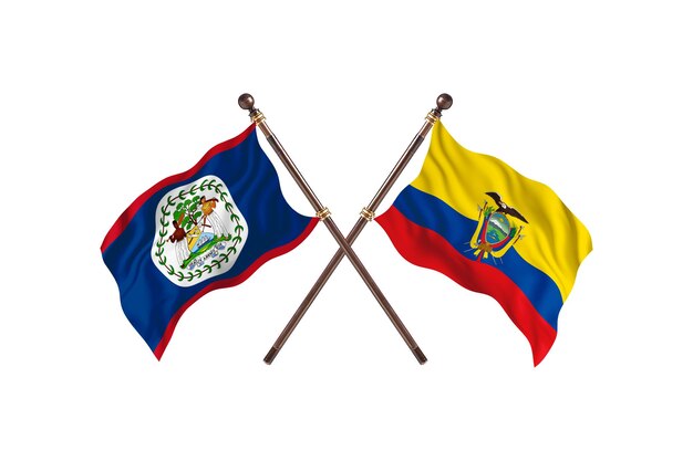 Belize versus Equador Fundo das bandeiras de dois países